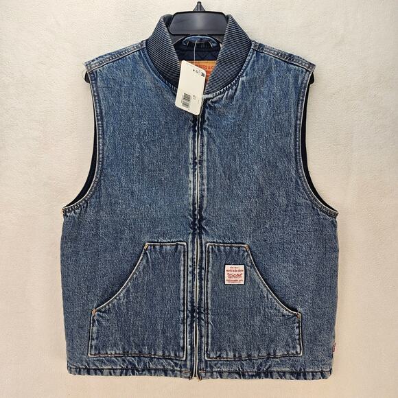 Levi's Other - LEVI'S MEN'S SMALL DENIM QUILTED RELAXED VEST FULL ZIP VINTAGE INDIGO NWT